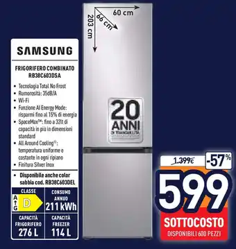 Unieuro SAMSUNG FRIGORIFERO COMBINATO RB38C603DSA offerta