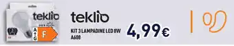 Unieuro teklio KIT 3 LAMPADINE LED 8W A608 offerta