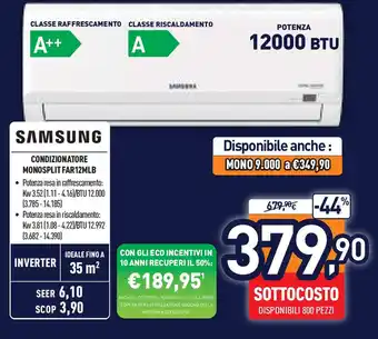 Unieuro SAMSUNG CONDIZIONATORE MONOSPLIT FAR12MLB offerta