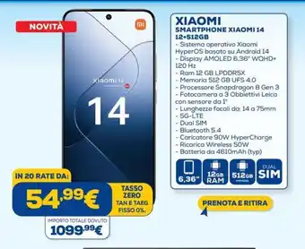 Euronics SMARTPHONE XIAOMI 14 12+512GB offerta