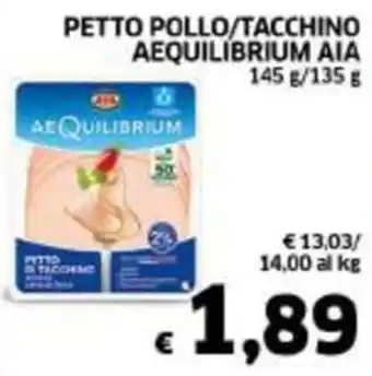 Ecu Discount PETTO POLLO/TACCHINO AEQUILIBRIUM AIA 145 g/135 g offerta