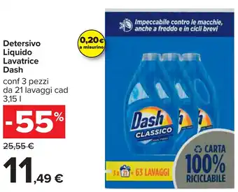 Carrefour Detersivo Liquido Lavatrice Dash 3,15 l offerta