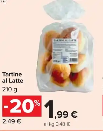 Carrefour Tartine al Latte 210 g offerta