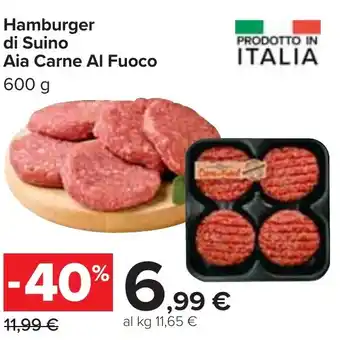 Carrefour Hamburger di Suino Aia Carne Al Fuoco 600 g offerta