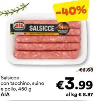 Unes Salsicce con tacchino, suino e pollo, 450 g ΑΙΑ offerta