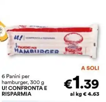 Unes 6 Panini per hamburger 300 g offerta