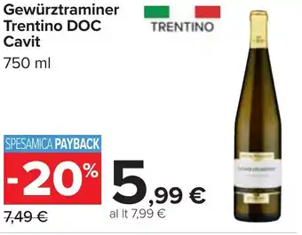 Carrefour Gewürztraminer Trentino DOC Cavit 750 ml offerta