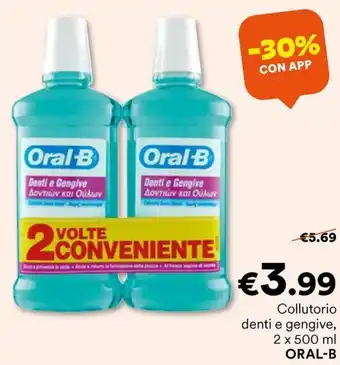 Unes Collutorio denti e gengive, 2 x 500 ml ORAL-B offerta