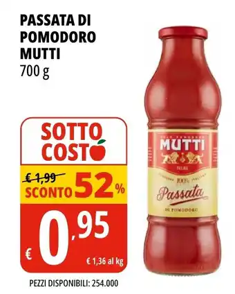 Tigros PASSATA DI POMODORO MUTTI 700 g offerta