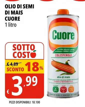 Tigros OLIO DI SEMI DI MAIS CUORE 1 litro offerta