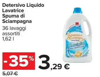 Carrefour Detersivo Liquido Lavatrice Spuma di Sciampagna 36 lavaggi assortiti 1,62 l offerta