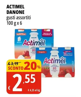 Tigros ACTIMEL DANONE gusti assortiti 100 gx 6 offerta