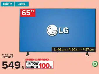 Carrefour Tv 65" Lg UR78006 offerta