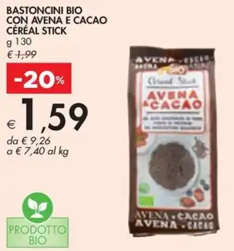 Bennet BASTONCINI BIO CON AVENA E CACAO CÉRÉAL STICK g 130 offerta