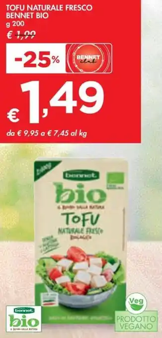 Bennet TOFU NATURALE FRESCO BENNET BIO g 200 offerta