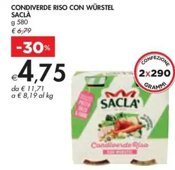 Bennet CONDIVERDE RISO CON WÜRSTEL SACLÀ g 580 offerta