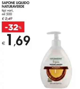 Bennet SAPONE LIQUIDO NATURAVERDE tipi vari, ml 500 offerta