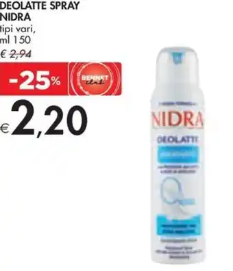 Bennet DEOLATTE SPRAY NIDRA tipi vari, ml 150 offerta