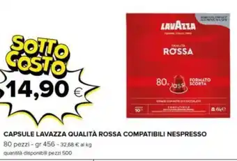 Oasi CAPSULE LAVAZZA QUALITÀ ROSSA COMPATIBILI NESPRESSO 80 pezzi - gr 456 offerta