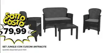 SET JUNGLE CON CUSCINI ANTRACITE