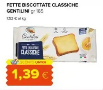 Oasi FETTE BISCOTTATE CLASSICHE GENTILINI gr 185 offerta