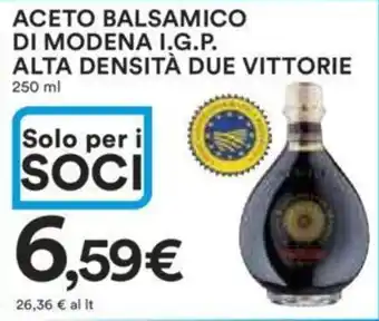 Ipercoop ACETO BALSAMICO DI MODENA I.G.P. ALTA DENSITÀ DUE VITTORIE 250 ml offerta