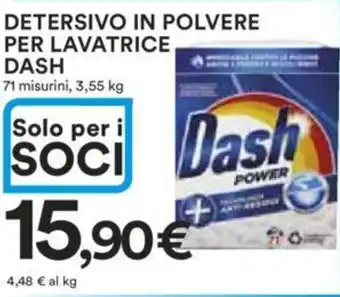 Ipercoop DETERSIVO IN POLVERE PER LAVATRICE DASH 71 misurini, 3,55 kg offerta