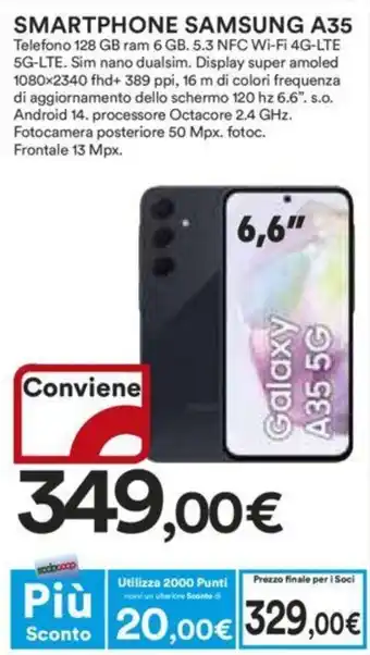 Ipercoop SMARTPHONE SAMSUNG A35 offerta