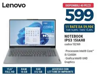 Sinergy Lenovo NOTEBOOK IPS3 15IAH8 offerta