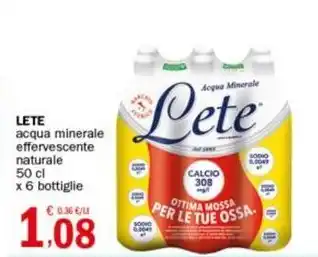 LETE acqua minerale effervescente naturale 50 cl x 6 bottiglie