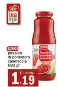 Crai CRAI passata di pomodoro casereccia offerta