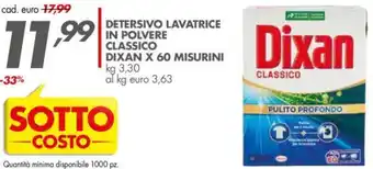 Italmark DETERSIVO LAVATRICE IN POLVERE CLASSICO DIXAN X 60 MISURINI kg 3,30 offerta