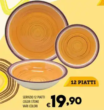 Il Centesimo SERVIZIO 12 PIATTI COLOR STONE VARI COLORI offerta