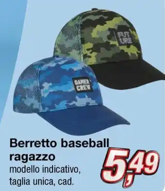 Berretto baseball ragazzo