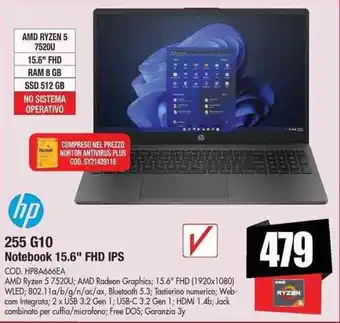 Vobis hp 255 G10 Notebook 15.6" FHD IPS offerta