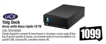 LACIE 1big Dock Array unità disco rigido 18 TB