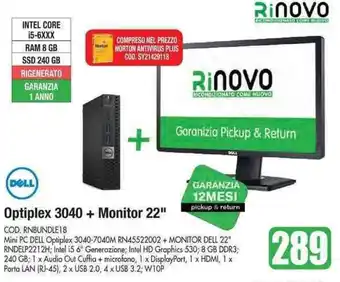 Vobis Dell Optiplex 3040+ Monitor 22" offerta