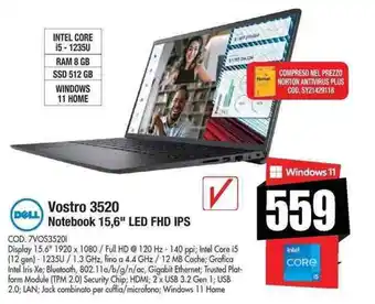Vobis Dell Vostro 3520 Notebook 15,6" LED FHD IPS offerta