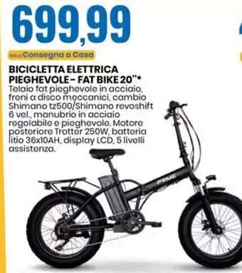 Eurospin BICICLETTA ELETTRICA PIEGHEVOLE - FAT BIKE 20" offerta