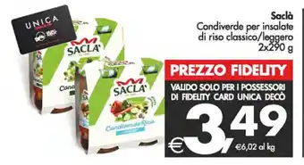 Deco Supermercati Saclà Condiverde per insalate di riso classico/leggero 2x290 g offerta