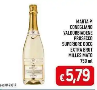 C+C maxigross MARTA P. CONEGLIANO VALDOBBIADENE PROSECCO SUPERIORE DOCG EXTRA BRUT MILLESIMATO 750 ml offerta