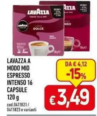 C+C maxigross LAVAZZA A MODO MIO ESPRESSO INTENSO 16 CAPSULE 120 g offerta