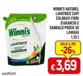 C+C maxigross WINNI'S NATUREL LAVATRICE CAPI COLORATI FIORI D'ARANCIO E SANDALO POUCH 30 LAVAGGI 1,35 l offerta