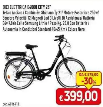 C+C maxigross BICI ELETTRICA E4000 CITY 26" offerta