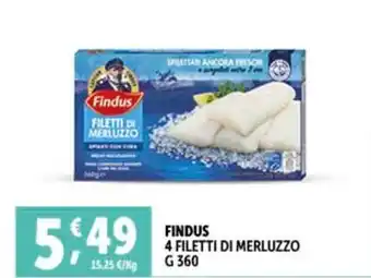 Deco Supermercati FINDUS 4 FILETTI DI MERLUZZO G 360 offerta