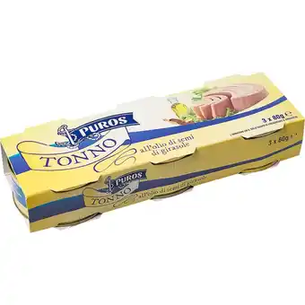 Qui Discount TONNO IN OLIO DI SEMI DI GIRASOLE PUROS 80 GR X3 offerta