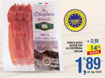 Qui Discount SPECK ALTO ADIGE IGP LA DISPENSA 100 GR offerta