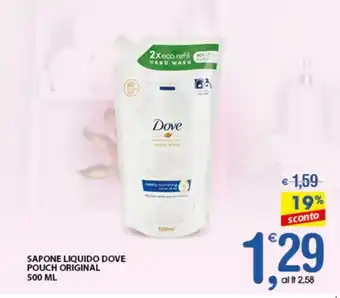 Qui Discount SAPONE LIQUIDO DOVE POUCH ORIGINAL 500 ML offerta