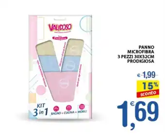 Qui Discount PANNO MICROFIBRA 3 PEZZI 30X32CM PRODIGIOSA offerta