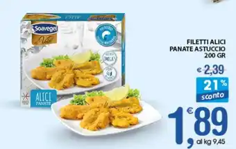 Qui Discount FILETTI ALICI PANATE ASTUCCIO 200 GR offerta